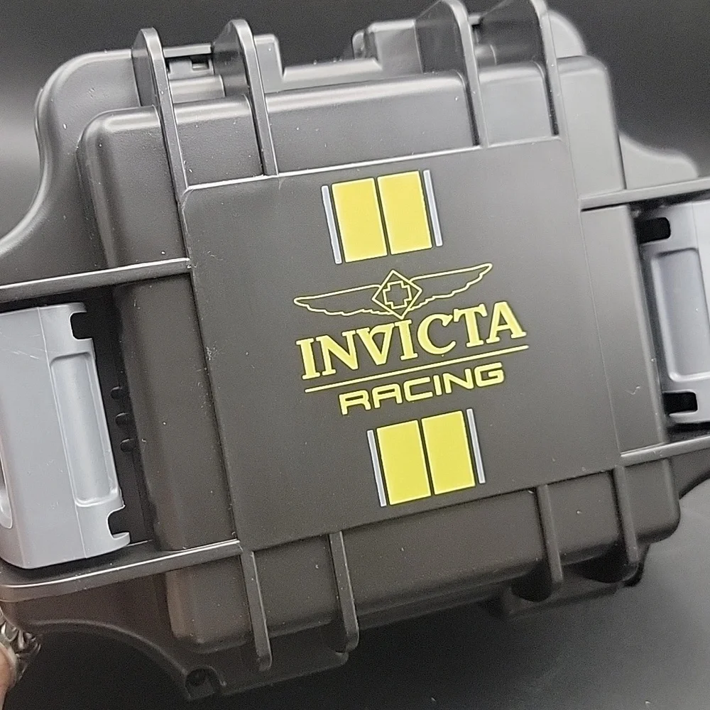 NEW Invicta Racing 1 One Slot Black Yellow Watch Box Case NIB Waterproof Dive